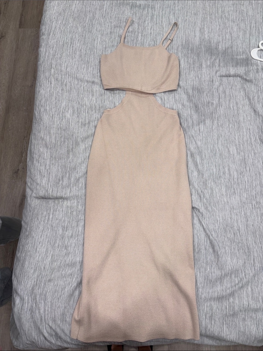 Sleeveless Cutout Maxi Dress in Light Beige